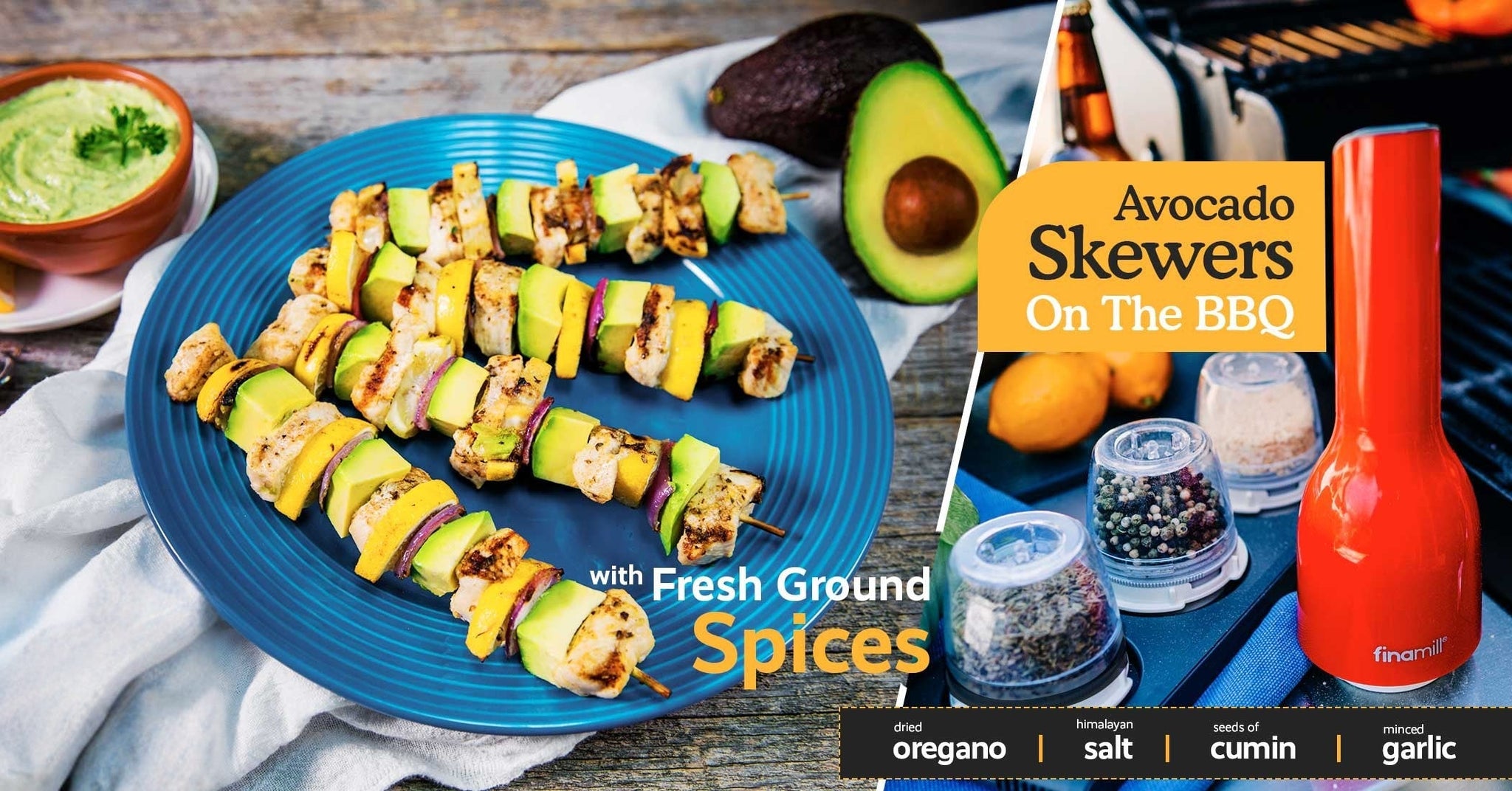 Chicken and Avocado BBQ Skewers